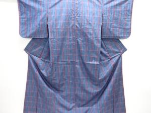 格子織り出し手織り紬着物アンサンブル